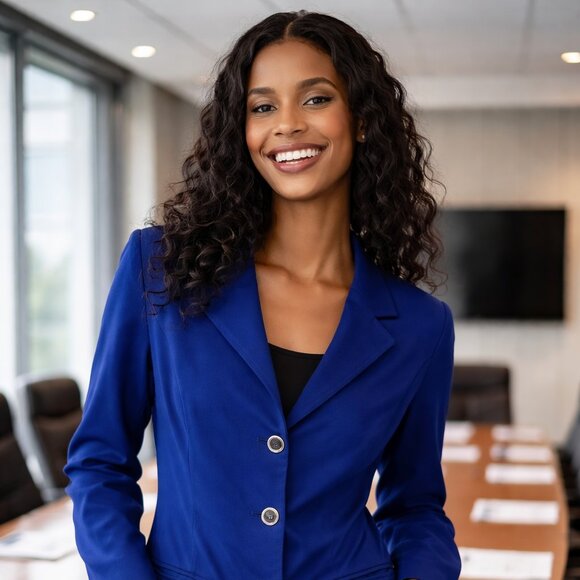 Covington Royal Blue Button Down Blouse - Picture 5 of 5